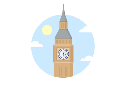 Day 38 - 366 Days of Illustration Challenge - MintSwift big ben clock tower clouds elizabeth tower england flat design flat illustration flatdesign great bell illustration illustrator landmark london mintswift sky sun uk united kingdom vector vector art