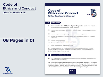 CODE OF ETHICS AND CONDUCT - 15 Day Development Program code of conduct code of ethics and conduct design flyer flyer design illustration logo rizwanagraph360 rizwanahmed rizwangraph social media design social media post ui