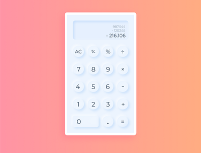 A Completely Useless Calculator 004 calculator dailyui dailyuichallenge figma light neomorphic neomorphism pastel softui