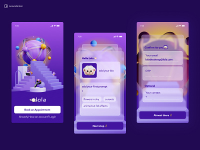 Onboarding for an AI App 3d ai branding design inspiration mobile app new style oboarding ui ux