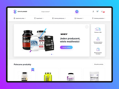 Gym Planner — e-Commerce animation button card fitness gradient gym interaction minimalism purple semiflat slider ui ux webdesign