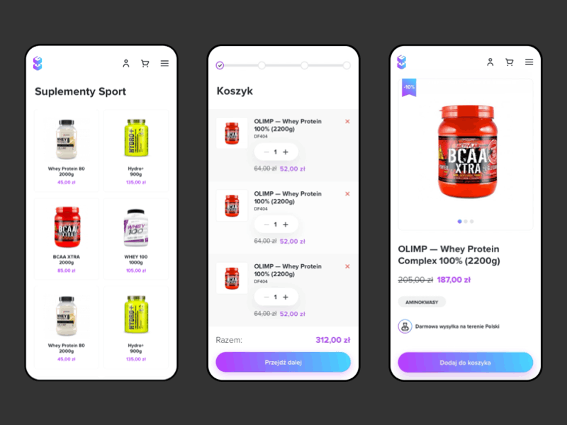 Gym Planner — Mobile eCommerce animation button ecommerce ecommerce app fitness gradient gym interaction minimalism mobile mobile app mobile ui shop shopify