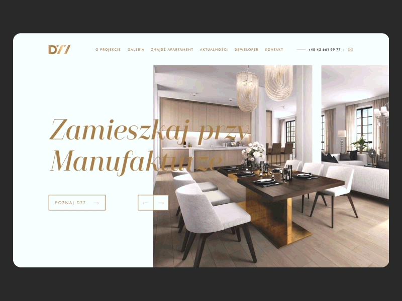 D77 — Exclusive apartments in an exclusive location animation apartment branding building design developer estate gold house logo luxurious luxury minimalism
