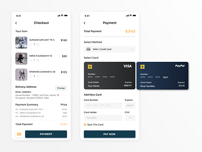 Checkout & Payment Screen | DailyUI 002 002 app checkout credit card dailyui dailyuichallenge ios payment store ui ux