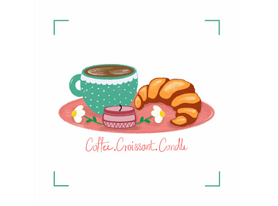 Coffee Croissant Candle apple pencil 2 candle coffee croissant digital paint good morning illustration meditation new day positive energy procreate