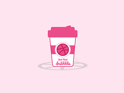 Hello Dribbble coffee first shot icon illustration vector