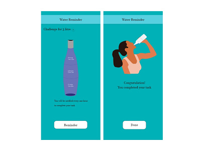 Water Reminder app design illustration illustrator ui vector xd