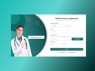 Covid-19 Vaccine Registeration Form app branding daily ui design ui xd