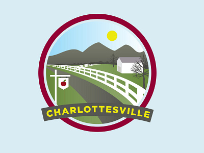 Charlottesville Travel Badge badge design flat graphic design icon illustration logo vector