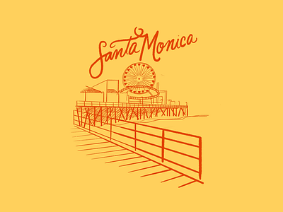 Santa Monica Pier illustration drawing sketch