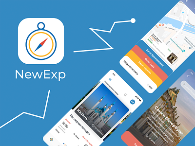 Travel App - NewExp adventure app booking app compass design flat illustraion logo minimal plane taxi train travel ui way