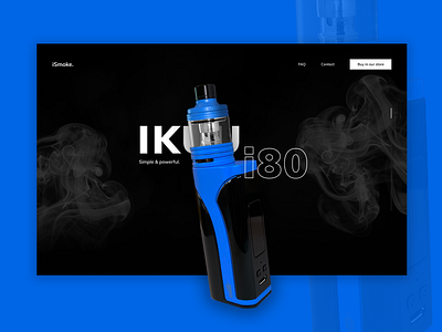 E-cigarette UI design blue cigarette landingpage smoke ui uidesign webdesign website