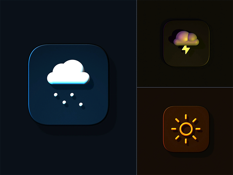3D weather icons 3d 3d animation animation app cloud design icon icons light spline sun weather