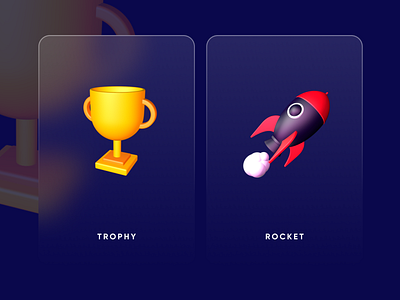 3D icons 3d cup icons rocket trophy ui ui desig uidesign