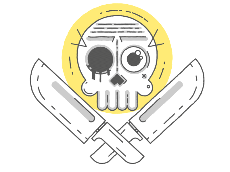 Skully, The Skull 2d animation blood eyes knife knives skull stroke tatoo tatooes