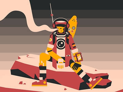 Spacekid cigarette colors flat galaxy illustration shape skater smoking space teen vector