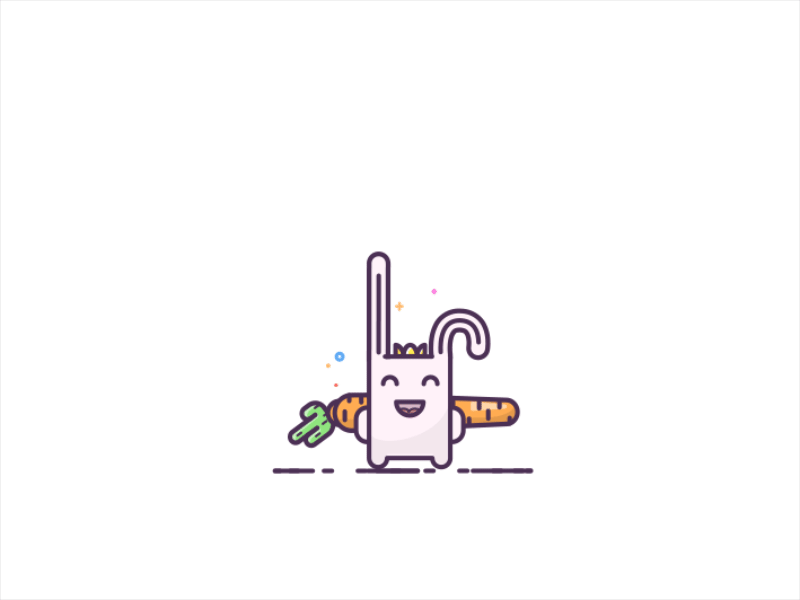 Rabbit animation carrot character cute fun hero line rabbit stroke