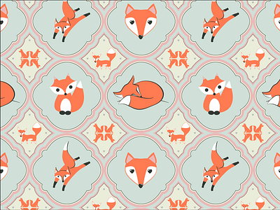 Fox pattern cute foxes illustration