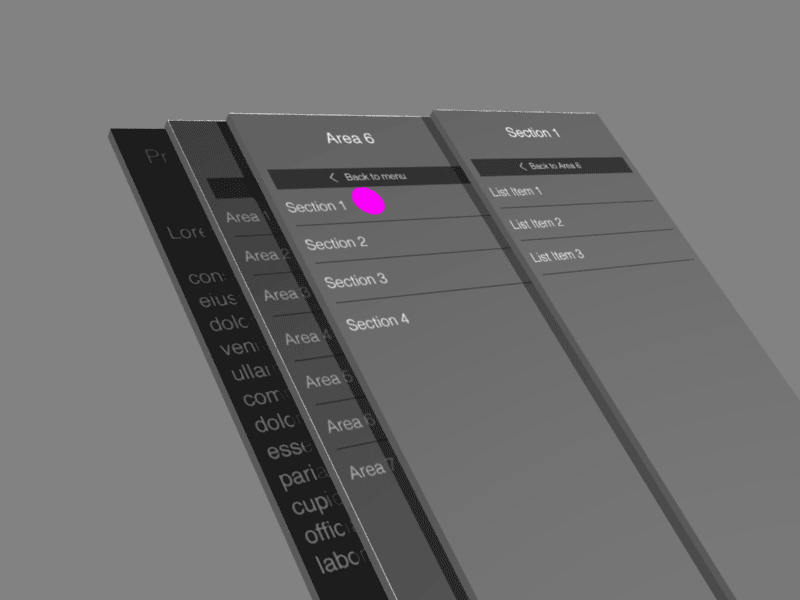 Progressive menu demo 3D view 3d after effects menu menu design navigation design taxonomy user experience ux