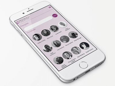 Pc - People page on Mobile app circles clean ios iphone mobile people purple ui users ux white