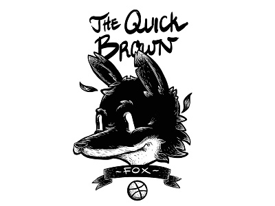 The Quick Brown Fox black white design fox illustration the quick brown fox