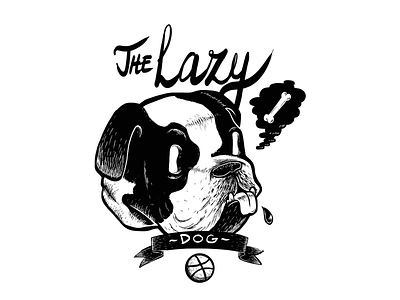 The lazy dog black white design dog illustration lazy dog typography