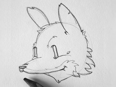 The quick brown fox sketch black white concept design drawing fox illustration logo pencil process rough sketch sketching