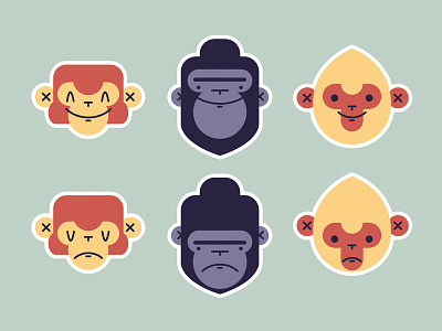 Monkeys ape colors design flat graphic illustration illustrator monkey onefold simple