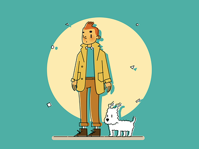Tintin & Snowy colours comic design flat graphic hergé illustration onefold snowy tintin