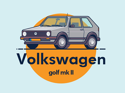 Volkswagen Golf Mk2 car design flat golf graphic illustration mk2 onefold ride volkswagen wheels