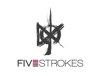 FiveStrokes Logo art black calligraphy design fivestrokes grey logo pink sumie symbol text