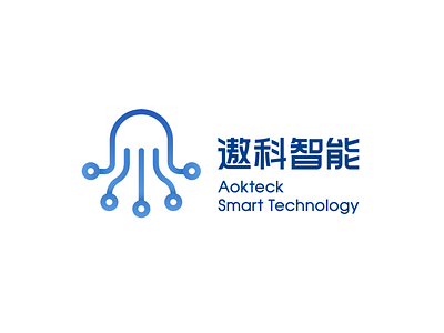 Aokteck Logo aokteck circuit logo octopus smart technology