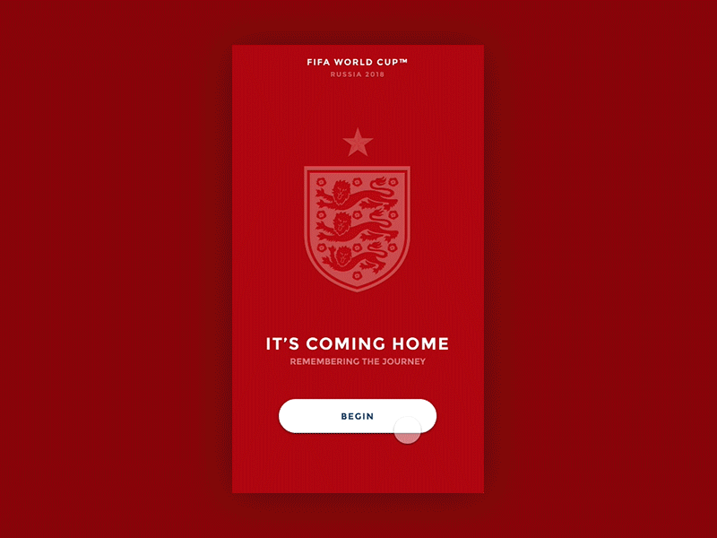 Remembering the Journey concept design england fifa football invision itscominghome motion studio threelions ux world cup