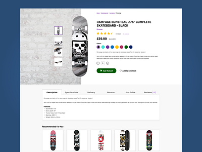 Product Page | Daily Design Challenge dailyui e commerce product skateboard store ui website