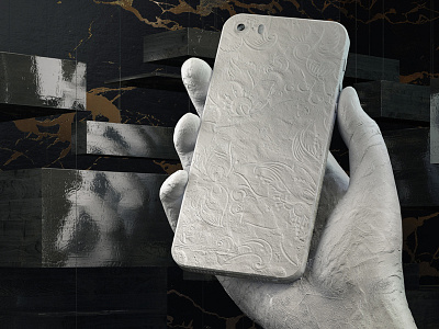 Feld & Volk — Clay phone 3d black box clay cubes gold iphone texture