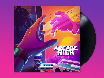 Arcade High: New Impressions 1980s album art design illustration illustrator outrun photoshop retro retrowave signalnoise synthwave vaporwave