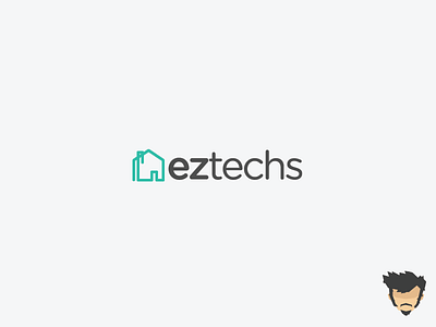 Eztech full branding clean flat home icon lineart logo modern simple success project