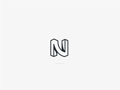 N 3d art branding letter line logo n simple