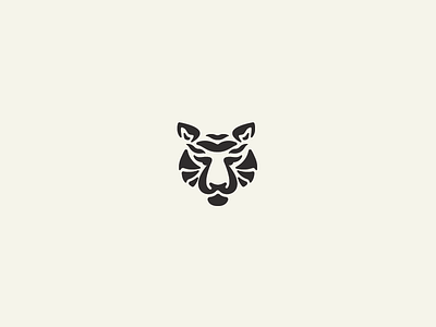 Tiger branding colour flat gestalt icon logo negative one simple space tiger