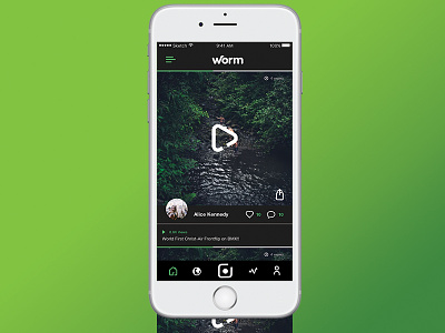Worm UI concept. green icon iphone sharing uiux video