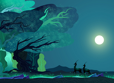 Back to Home forest green illustration night tree trees