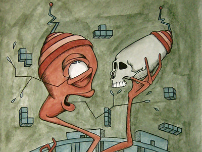 Stone Cold alien art design hypnosis illustration watercolor