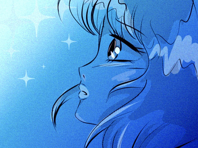 Girl in blue 80s 80s style 80sanime anime animeart art citypop illustration manga newretro procreate retroanime vaporwave vintage