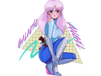 Galactic Angel 80s 80s style 80sanime anime animeart art citypop illustration manga newretro procreate retroanime retrowave