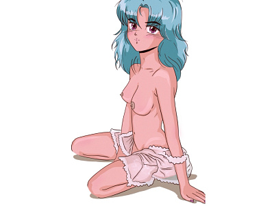Shy girl 80s 80s style 80sanime anime animeart citypop design erotic erotica illustration newretro retroanime retrowave