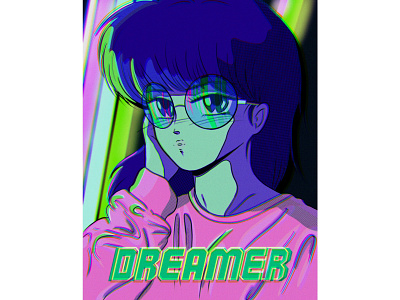 Neon lights 80s 80s style 80sanime anime animeart citypop dream dreamer illustration manga neon newretro procreate retroanime retrowave