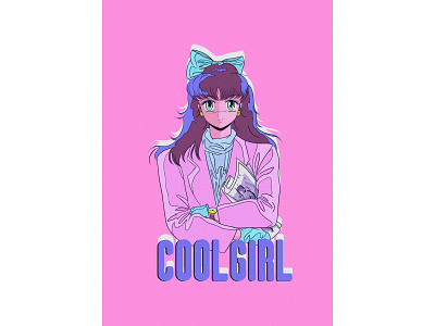 Cool girl 80s 80s style 80sanime aesthetic anime animeart citypop newretro retroanime vaporwave