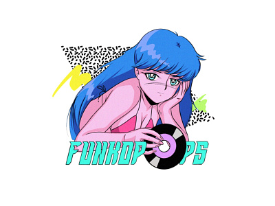 Funkopops girl 80s aesthetics anime animeart art citypop illustration manga procreate retrowave