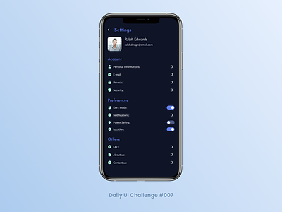 #DailyUI #007 - Settings 007 app challenge dailyui design figma mobile ui uidesign uiux