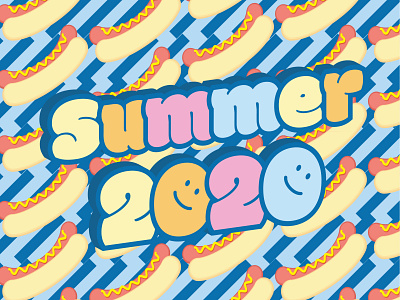 Hotdog Summer 2020 colorful fun hotdog pattern pattern design summer typography